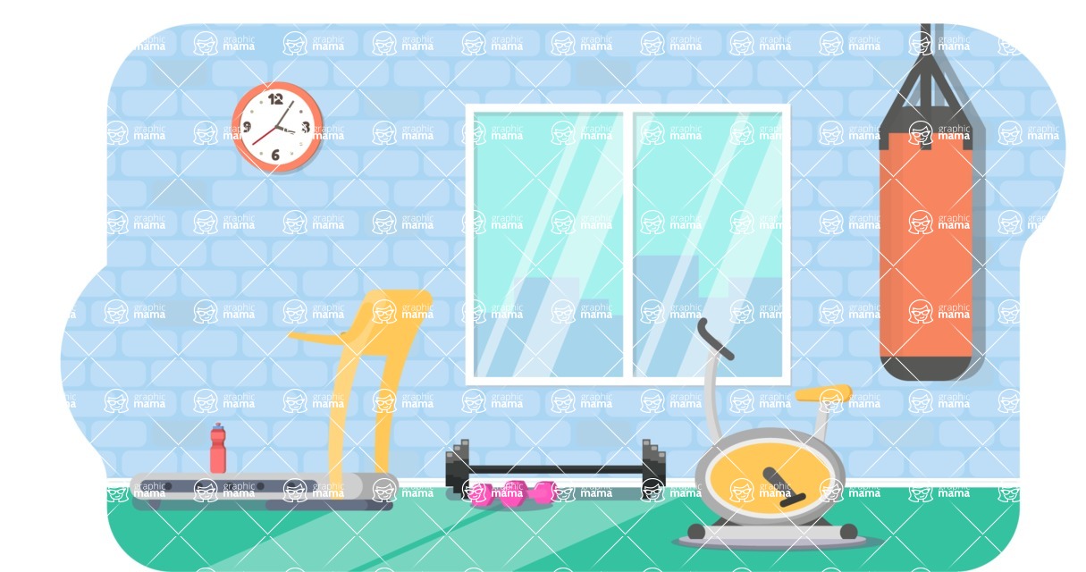 Vector Landscape Mega Bundle - Flat Gym Vector Background Illustration